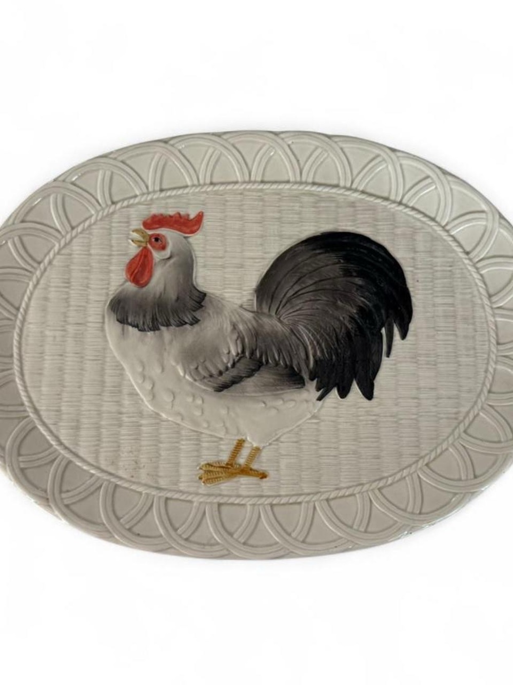 Large 16” vintage rooster serving platter